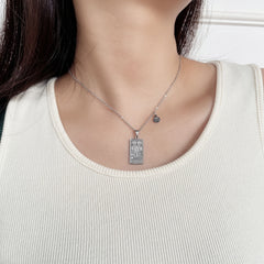 Stainless Steel Tarot Card Pendant Necklace 18K Plated Horoscope Jewelry