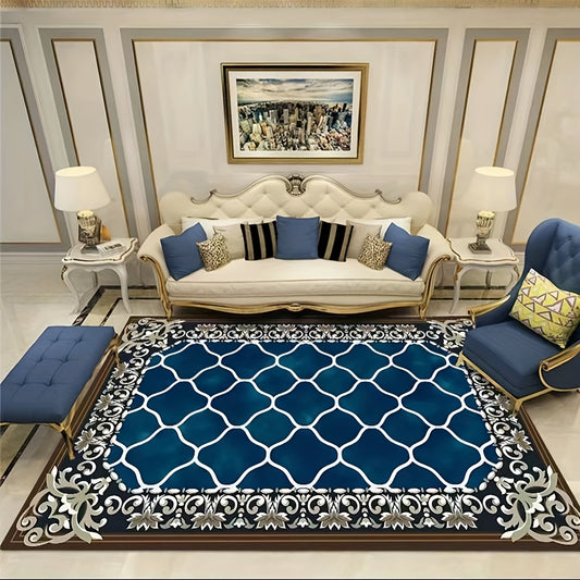 Large Floral Velvet Rug Non-slip Soft Rug for Living Room