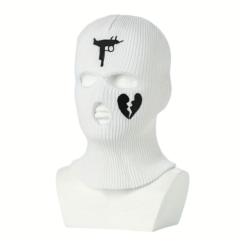 Embroidered Knitted Ski Mask Balaclava Hat