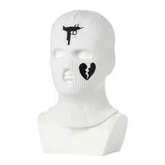 Embroidered Knitted Ski Mask Balaclava Hat