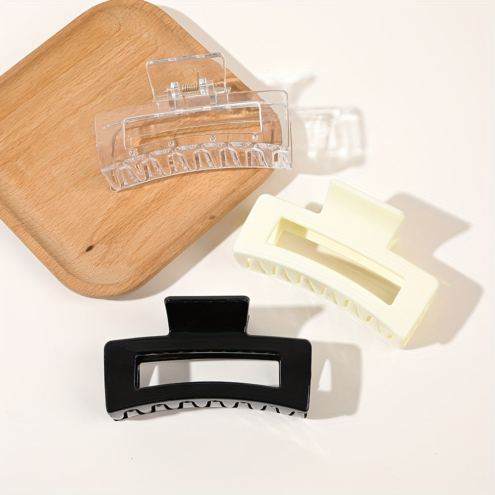 3pcs Rectangle Hair Claw Clip Non Slip Strong Hold Grip Hair Jaw Clip