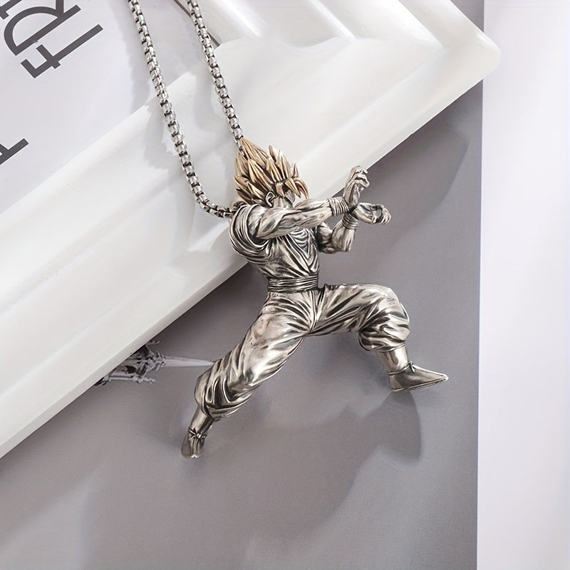 Yellow Hair Kung Fu Man Pendant Necklace For Men Kids Anime Exhibition