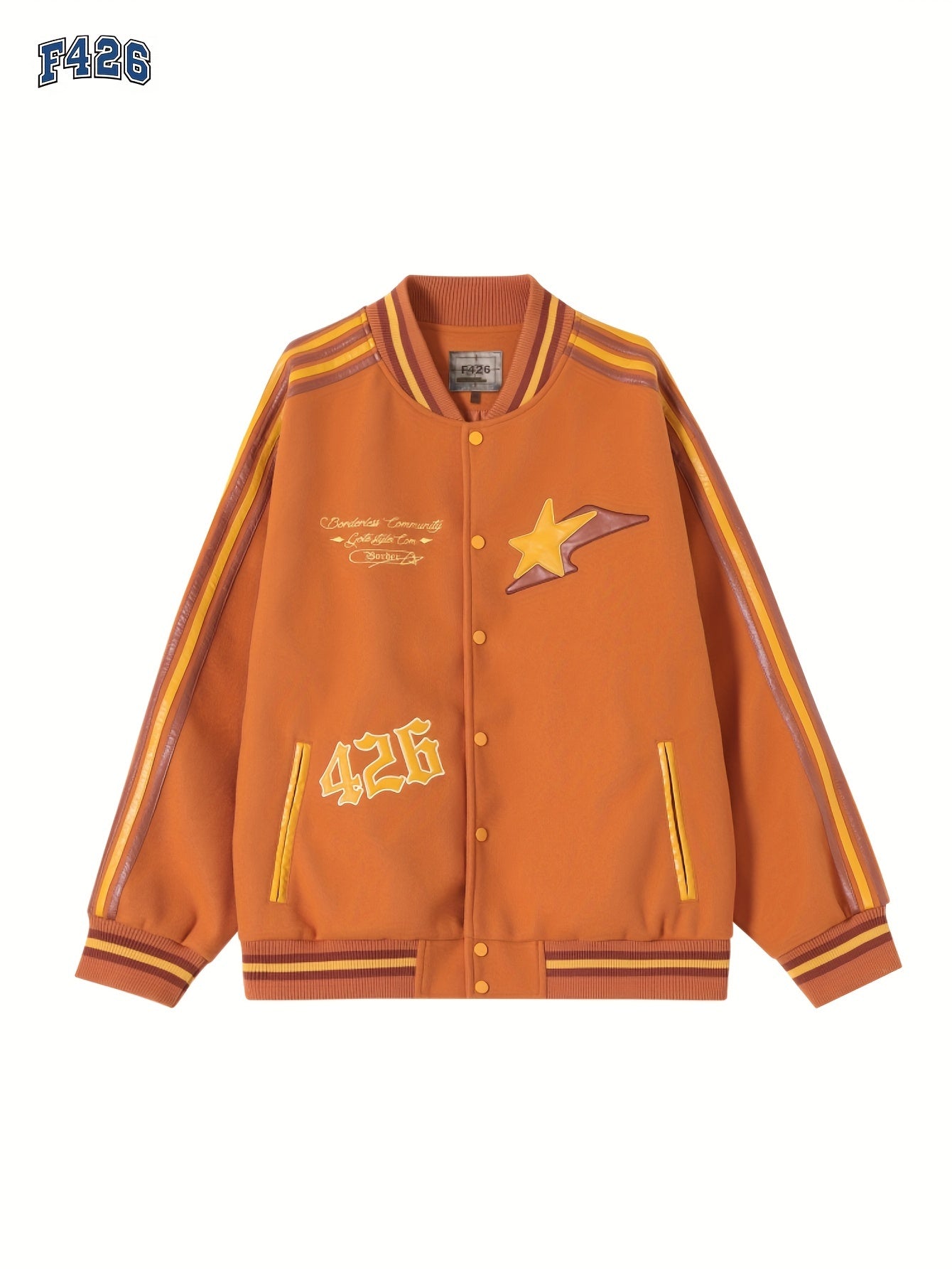 Y2k Graphic Baseball Coat Long Sleeve Snap Button Jacket