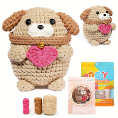 Hand Knitted Dog Doll Crochet Wool Set DIY Knitting Material Package