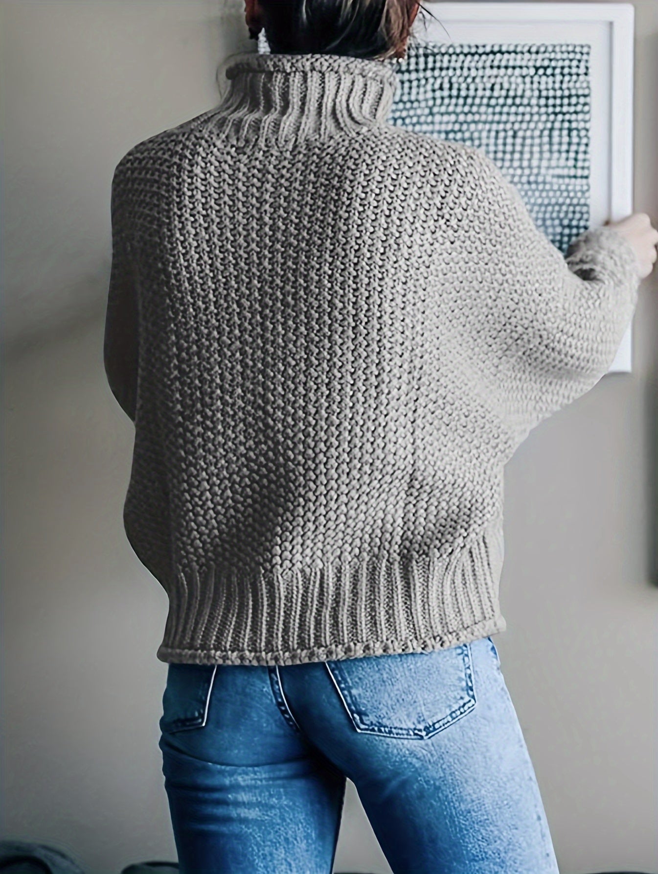  Solid Long Sleeve High Neck Sweater