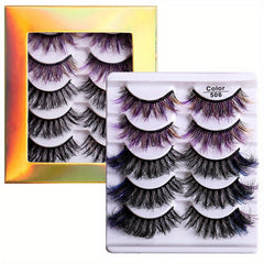5 Pairs Colored Faux Mink Lashes Fluffy Natural Volume Eyelashes Extension