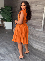 Sleeveless Ruffle Dress With Collar