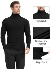 Men's Turtleneck Fleece Tops Thermal Compression for Winter