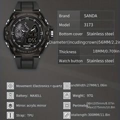 SANDA Waterproof Men Watch Night Glow Diving Watch