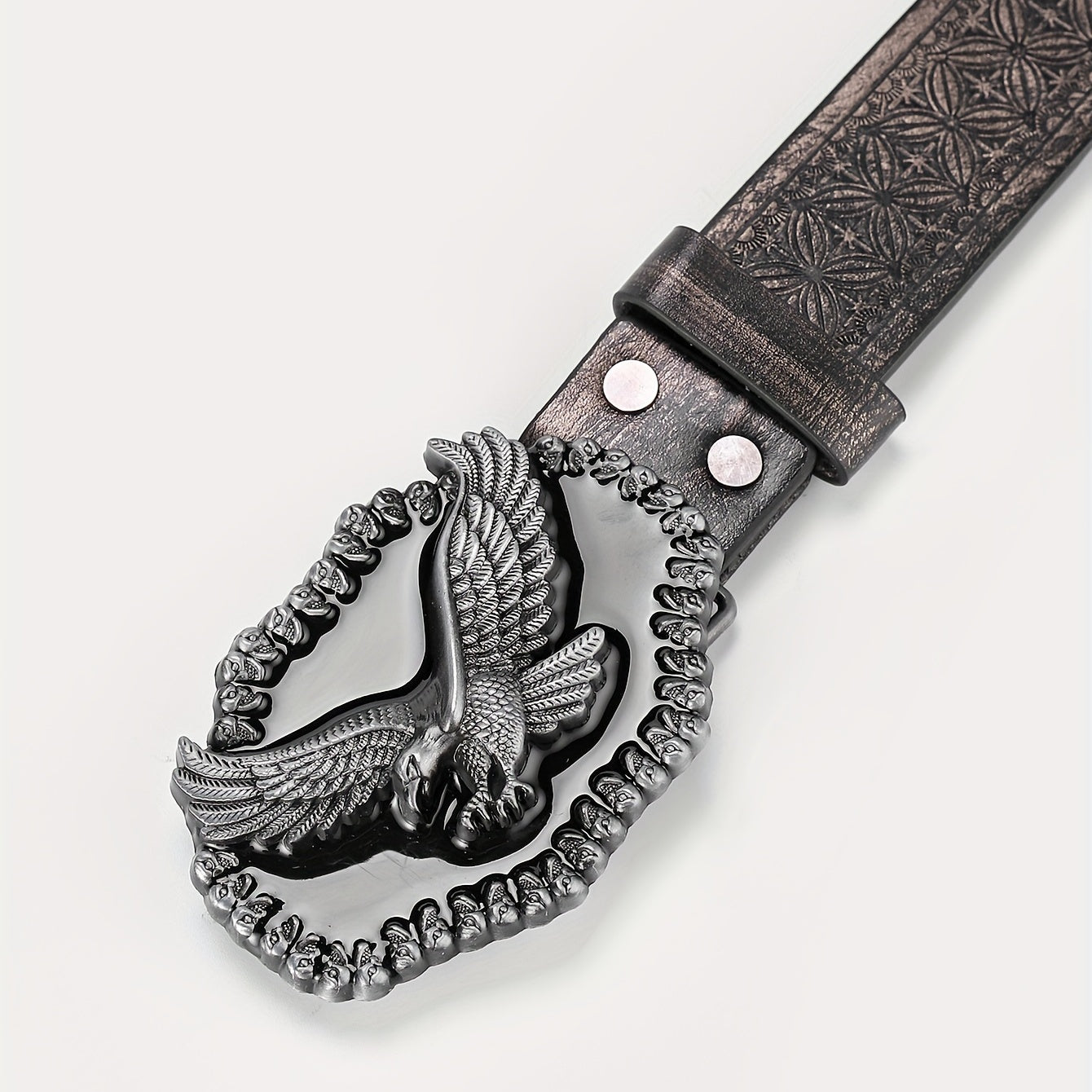 Men's Embossed Buckle Belt PU Leather Cowboy Suit Waist Strap
