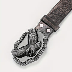 Men's Embossed Buckle Belt PU Leather Cowboy Suit Waist Strap