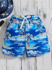 Boys Teen Coconut Tree Print Shorts for Summer