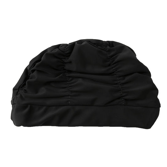 Solid Swimming Cap Pleated Shower Hat Long Hair Nylon Bathing Cap