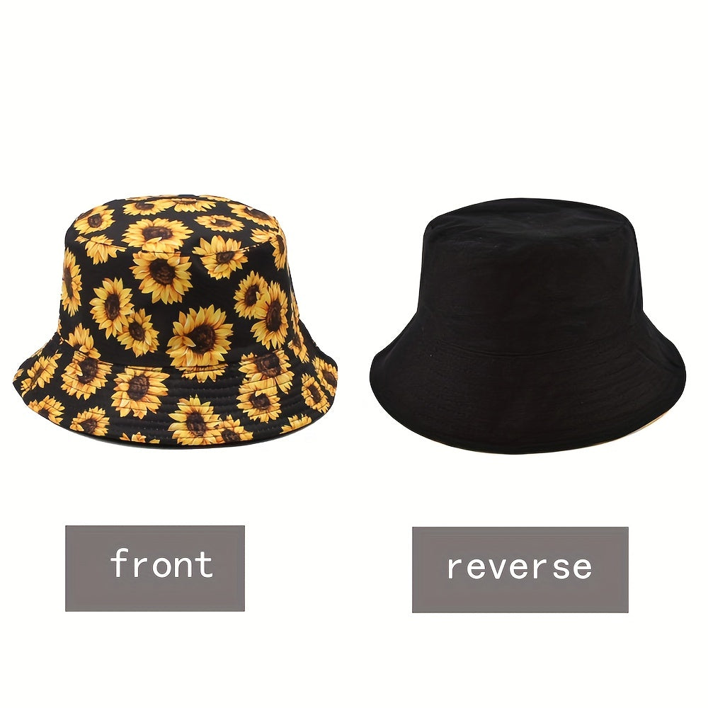 Sunflower Double sided Bucket Hat Sunshade All match Men Women