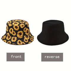 Sunflower Double sided Bucket Hat Sunshade All match Men Women