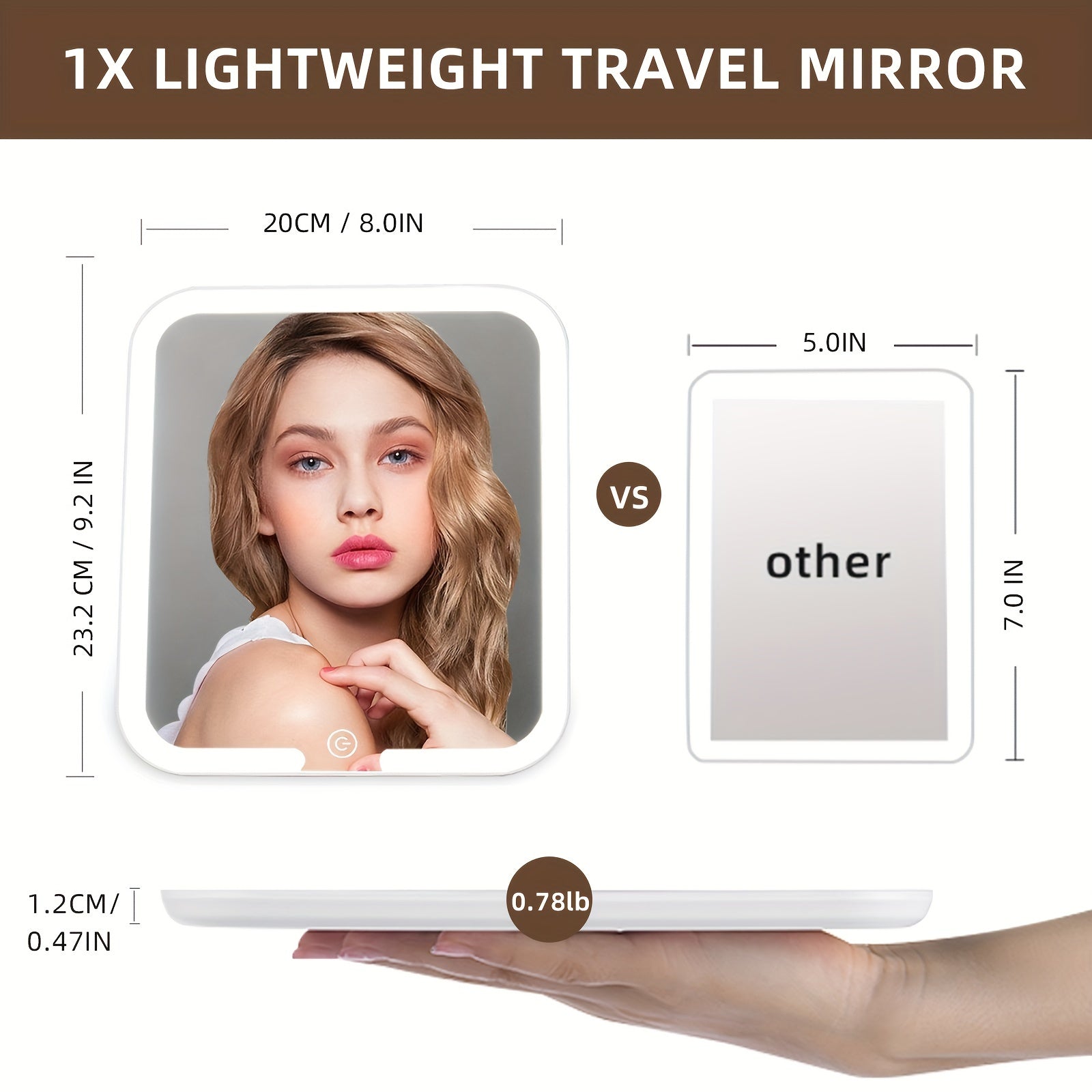 Travel Makeup Mirror With Lights 360 Adjustable Angle 2000mAh
