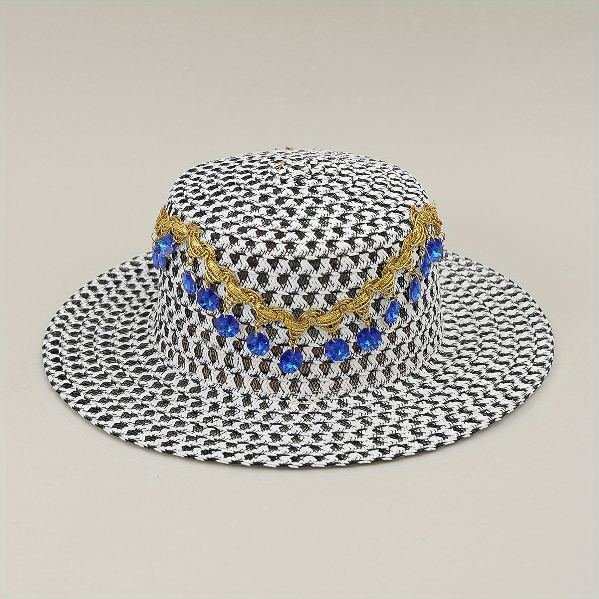 Boho Tassel Sun Hat Flat Top Crochet Straw Hat Mesh Beach Hats
