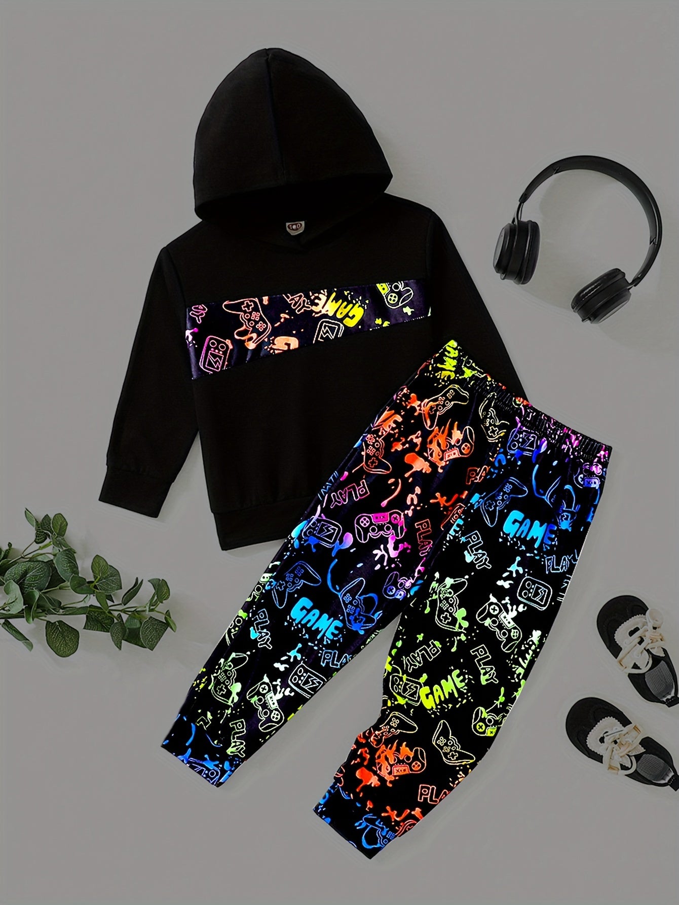 Reflective Boy's 2pcs Hoodie & Sweatpants Set Colorful Graphic Outfits