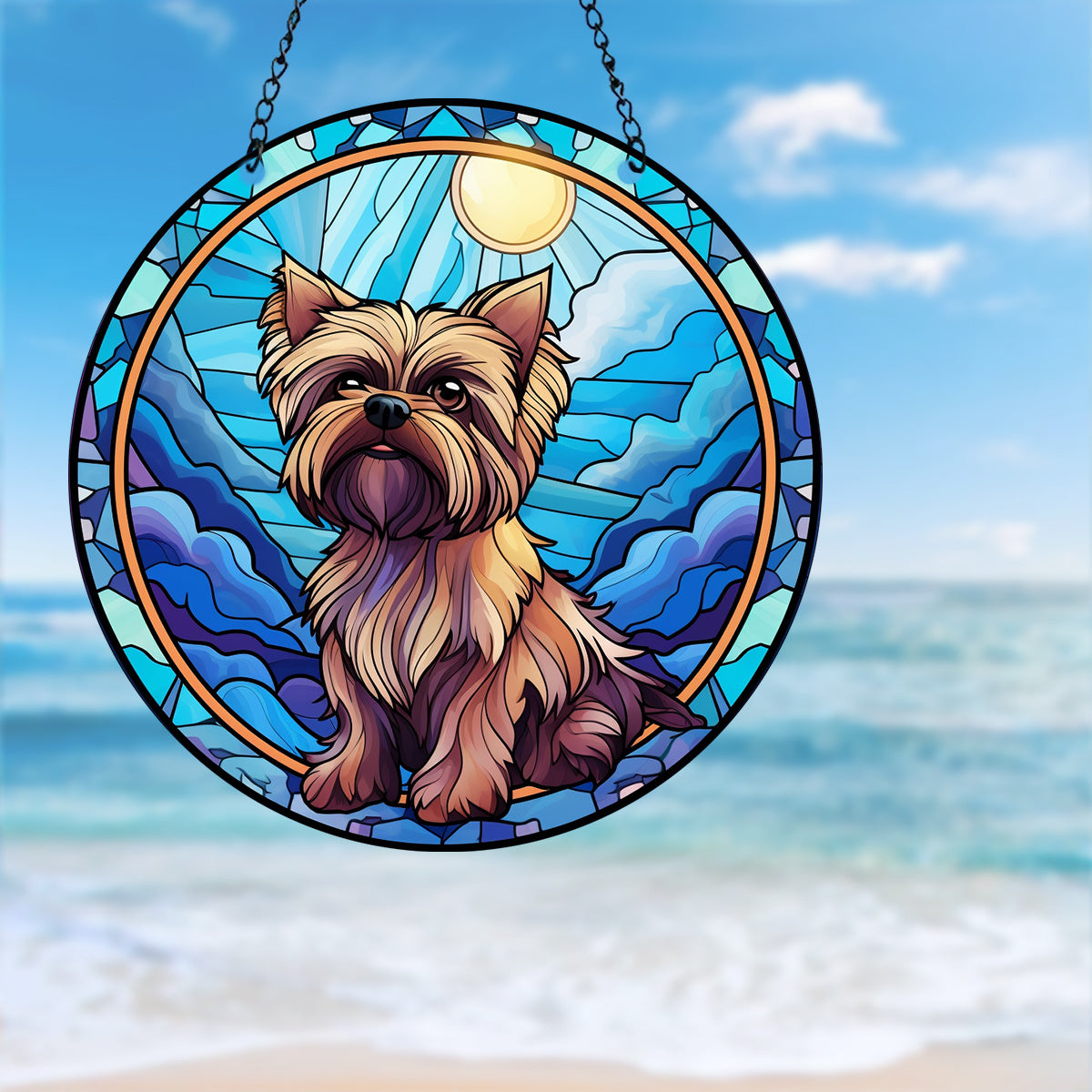Yorkie Sunset Sky Suncatcher for Home Decor