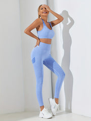 Solid Yoga Set Tank Top and High Waisted Leggings
