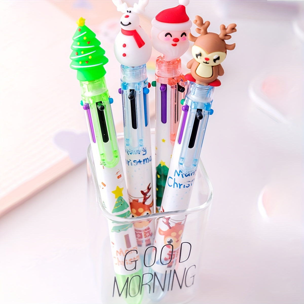 1pc Christmas 6 Ballpoint Pen Hand Account Marker Pen Student Prize Gift Pen