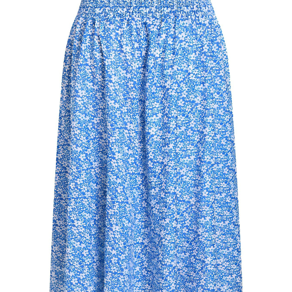 Floral Print Shirred Waist Skirt Elastic Waist Skirt for Summer