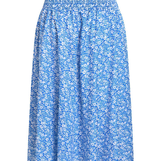 Floral Print Shirred Waist Skirt Elastic Waist Skirt for Summer