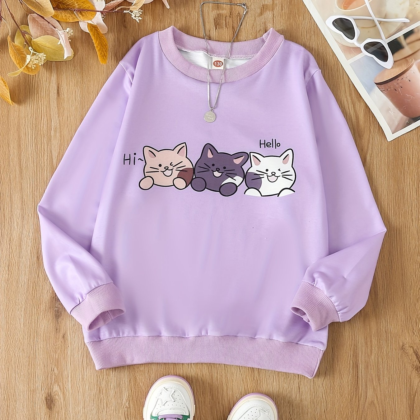 Kitty Buddies Graphic Sweatshirt For Girls