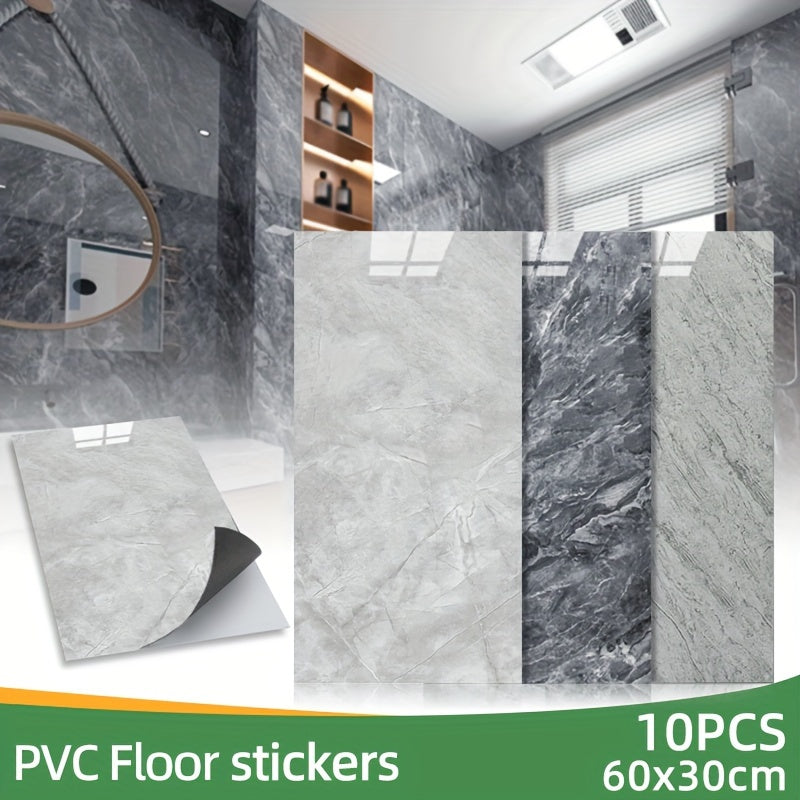 10pcs PVC Marble Floor Stickers Waterproof Bathroom Decals
