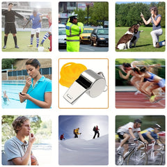 2pcs Stainless Steel Sports Whistle With Lanyard