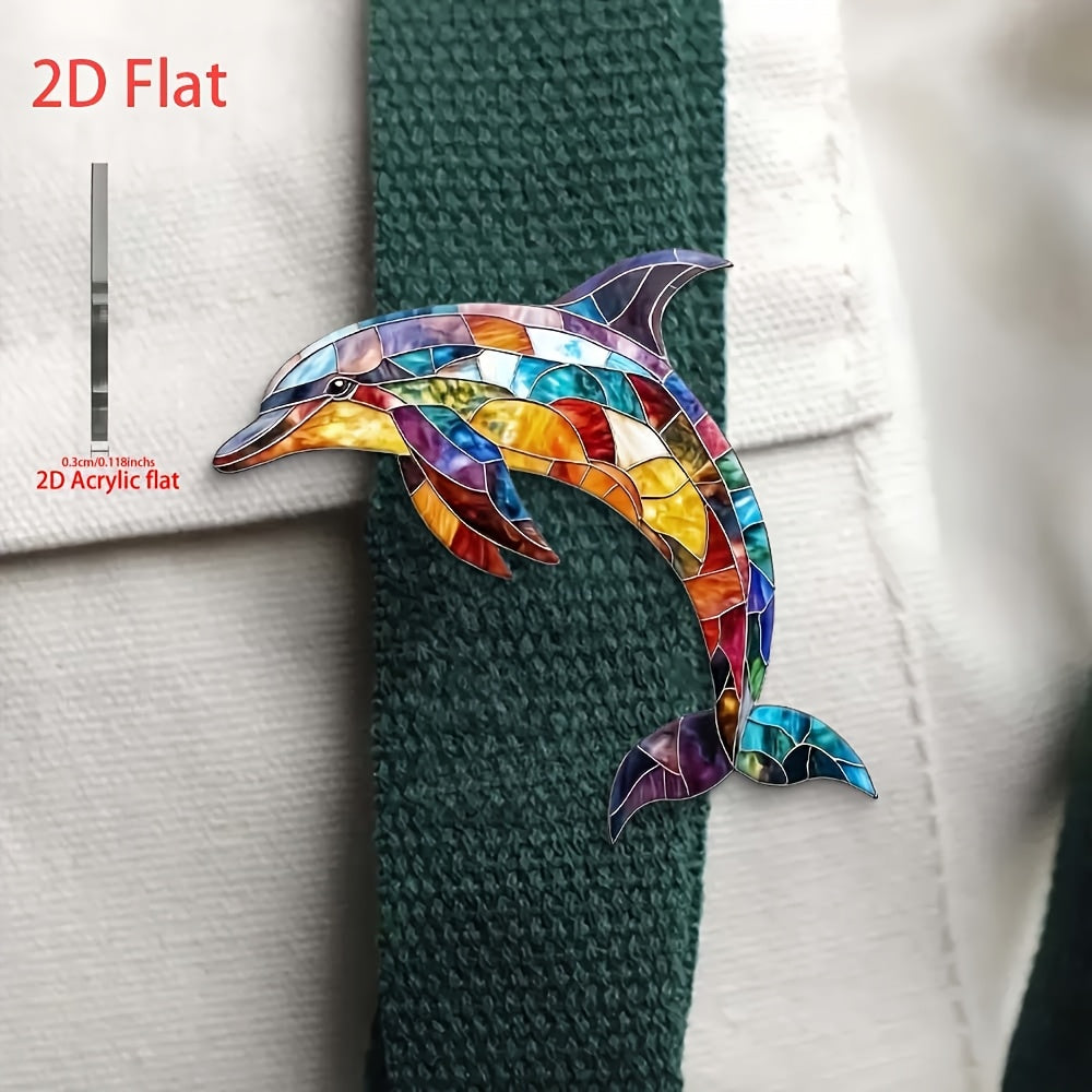 Vibrant Acrylic Dolphin Pin - Perfect Gift for Mom!