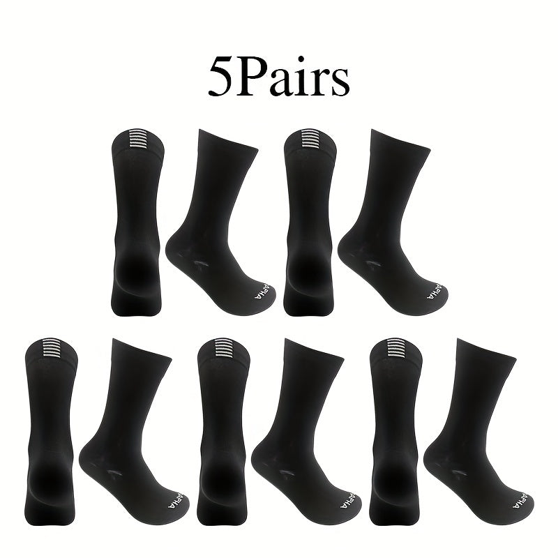 5 Pairs Breathable Mid-Calf Socks for Men and Women