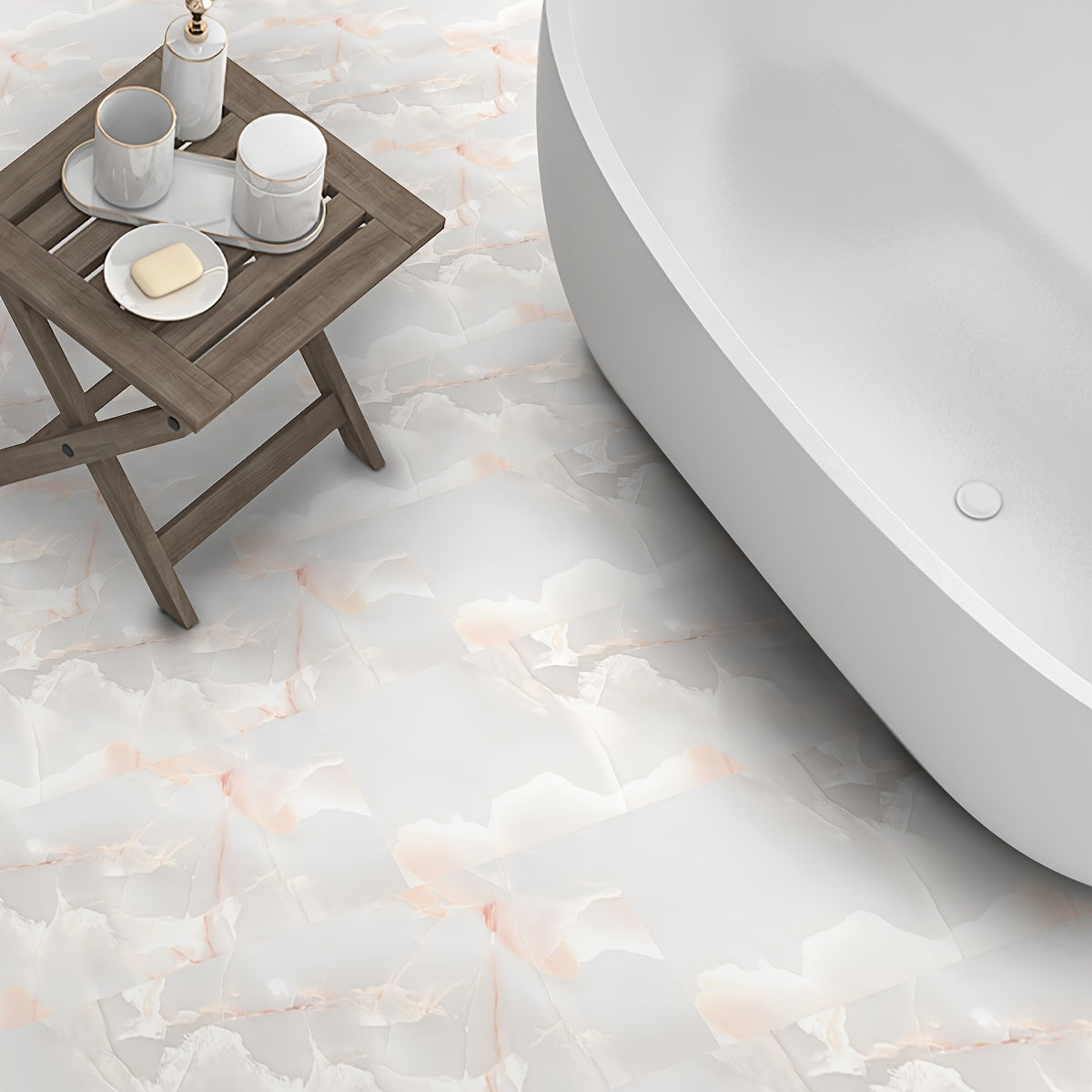 Marble Pattern Waterproof Floor Stickers Non-slip Tile Stickers