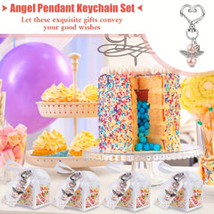 12pcs Angel Keychain Favors with Thank You Cards