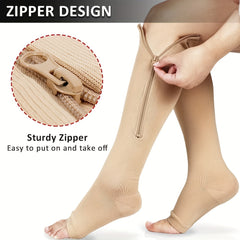 2 Pairs Zip Copper Compression Socks For Women & Men 15-20 Mmhg Circulation