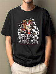 Men's Bear Print Hip Pop T-shirt Crew Neck Moisture Wicking Tee