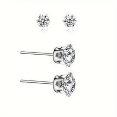 Zircon Decor Stud Earrings Stainless Steel Jewelry Delicate Gift