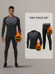 Men's Warm Fleece Underwear Set Sports Fitness Base Layer Long Sleeve Top & Pant