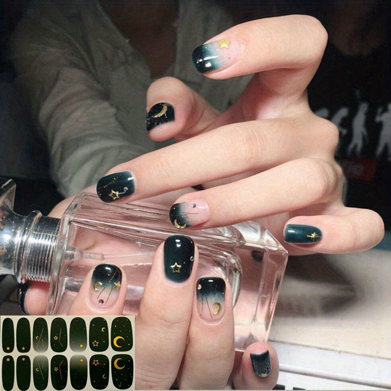 1pcs Nail Wraps Full Cover Nail Stickers With Nail Rubbing Strips
