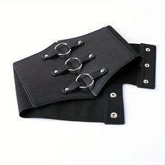 Punk Circles Buckle Wide Belt Coat Waistband Elastic Casual Decorative Girdle