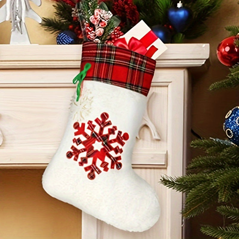 Plaid Dog Paws Christmas Socks Gift Bag
