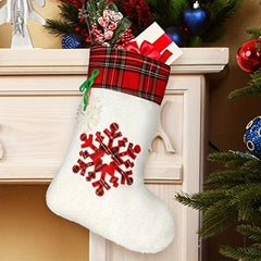 Plaid Dog Paws Christmas Socks Gift Bag