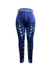  Denim Print Stretch Skinny Trousers
