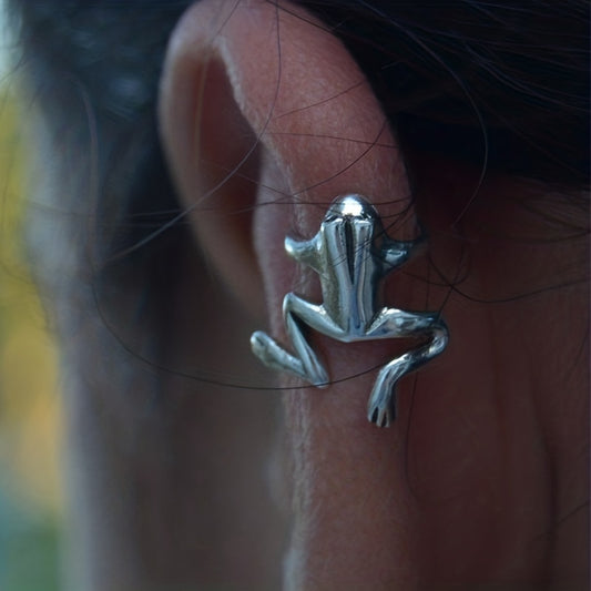 Retro Goth Style Silvery Frog Ear Cuff Copper Jewelry