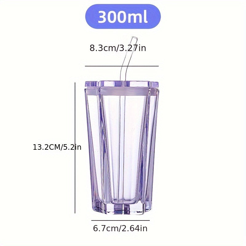 Ramadan Creative Glass Cup with Lid and Straw