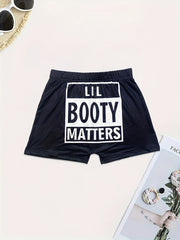 Colorblock Letter Print Skinny Yoga Shorts for Women