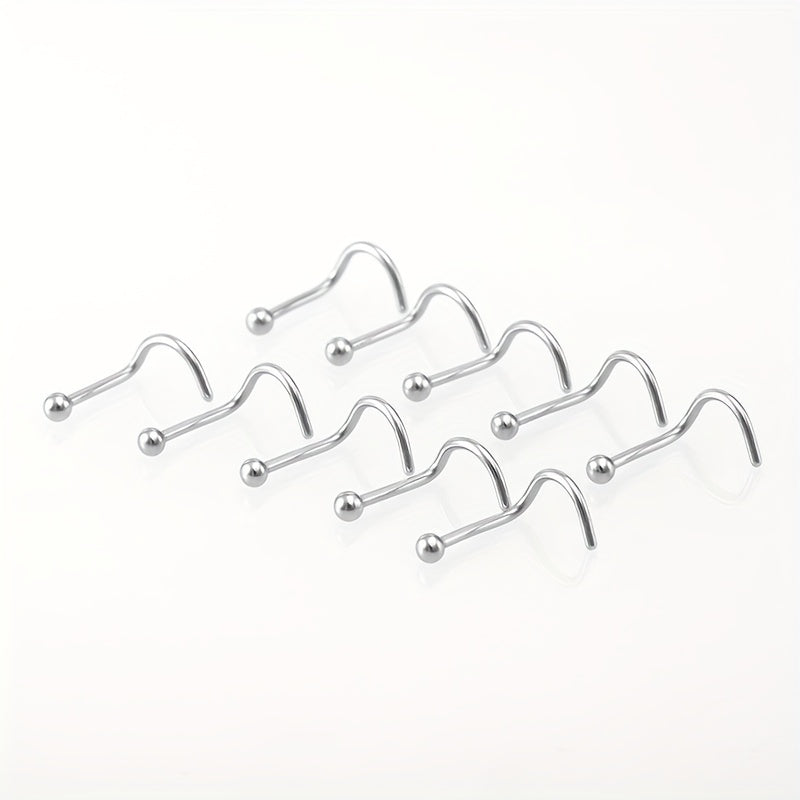 50Pcs Stainless Steel Nose Studs Ring Set Body Piercing Jewelry