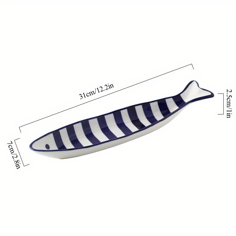 Ceramic Fish Snack Dish Hand Printed Seasoning Plate Creative Sushi Plate