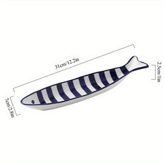 Ceramic Fish Snack Dish Hand Printed Seasoning Plate Creative Sushi Plate