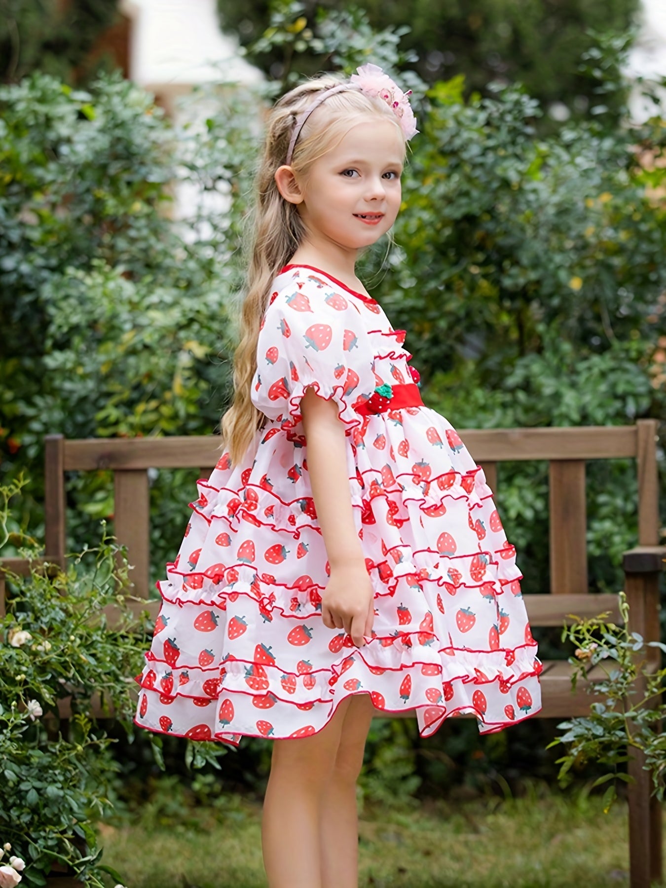 Girls Strawberry Princess Tutu Dress Party Beach Outfit